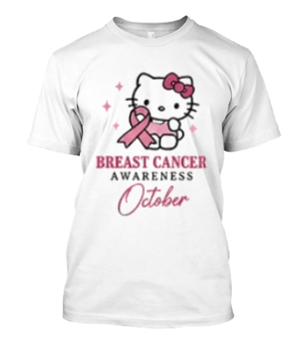 Hello Kitty Breast Cancer Awareness October Stronger Together Pink Ribbon T-Shirt