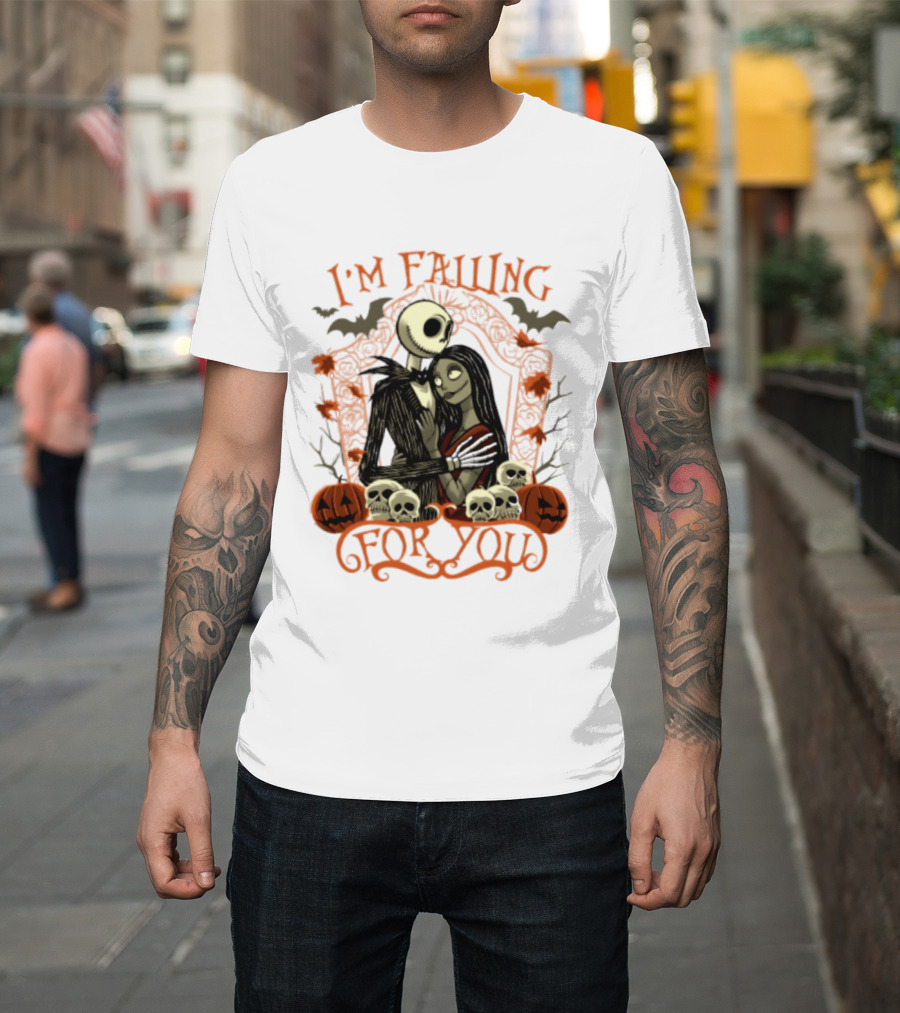 I'm Falling For You The Nightmare Before Halloween Jack And Sally Halloween Pumpkins Skulls Bats T-Shirt
