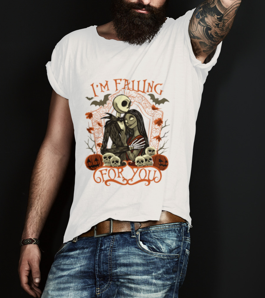 I'm Falling For You The Nightmare Before Halloween Jack And Sally Halloween Pumpkins Skulls Bats T-Shirt