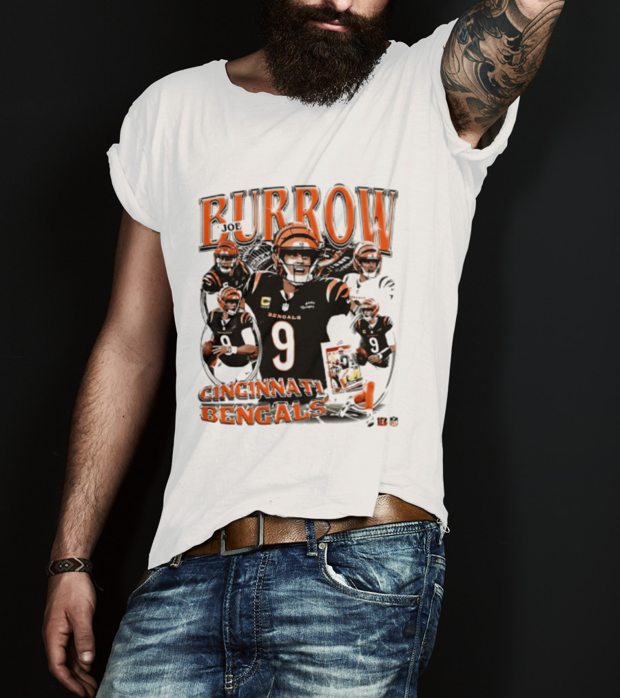 Burrow Cincinnati Bengals 9 Player Collage 2026 T-Shirt