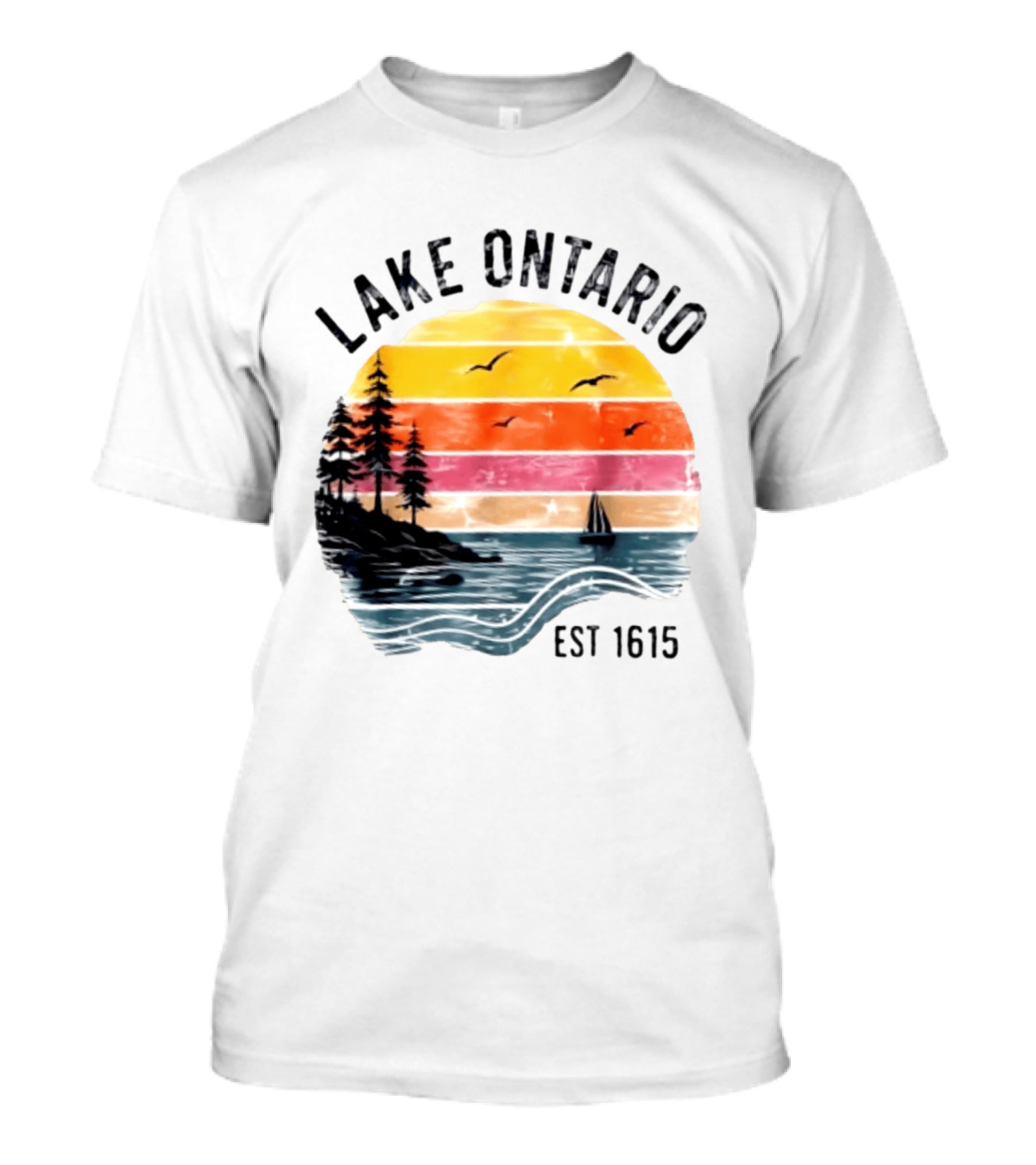 Lake Ontario Est 1615 Great Lakes Nature Sunset Sailing Scene T-Shirt