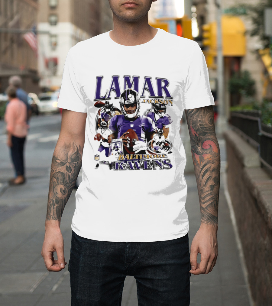 Lamar Jackson Baltimore Ravens Player Collage T-Shirt