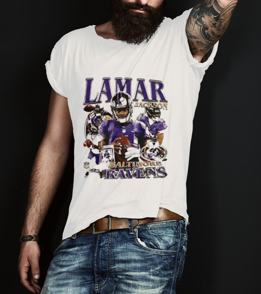 Lamar Jackson Baltimore Ravens Player Collage T-Shirt