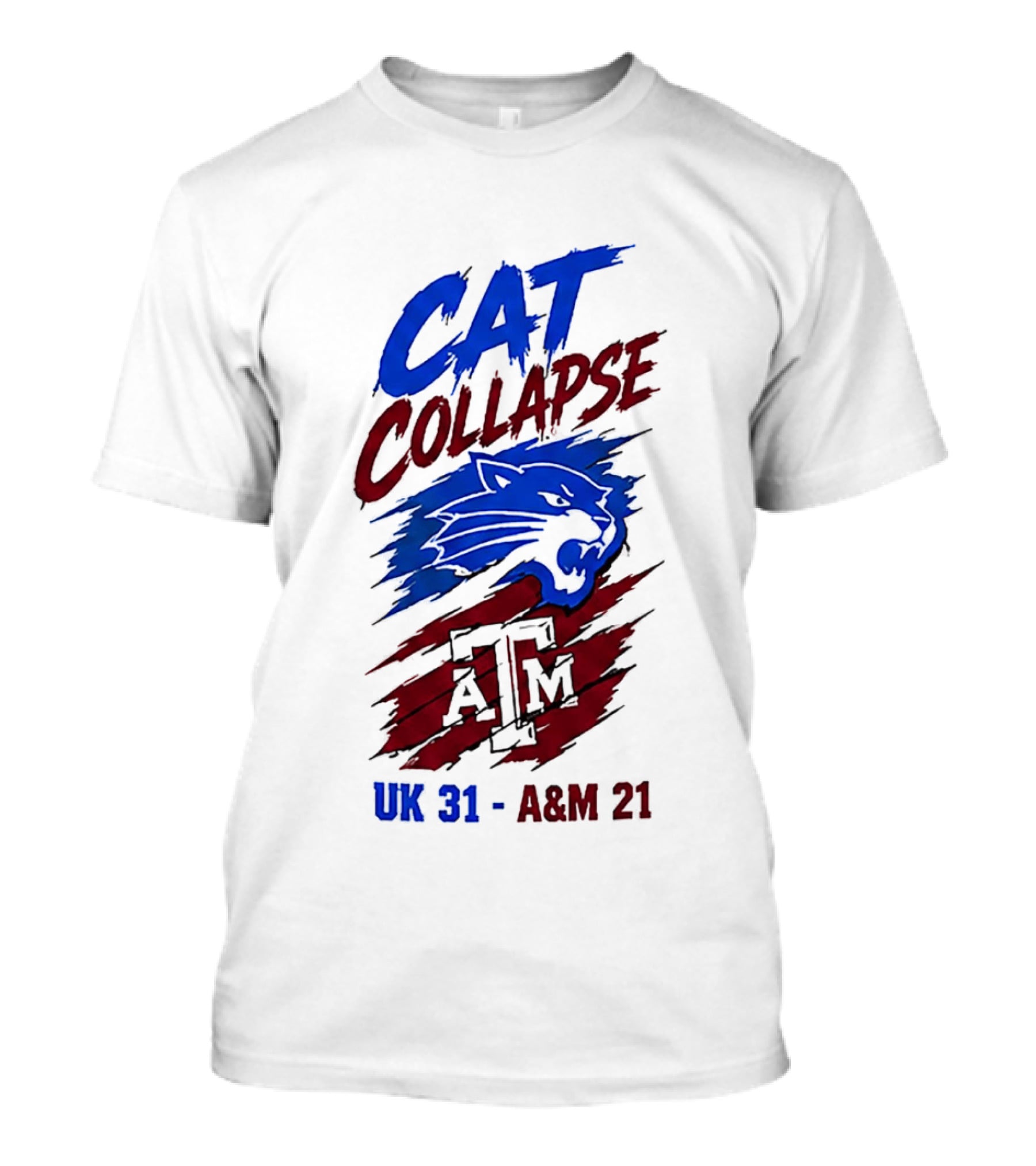 NCAA 2026 Cat Collapse UK 31 A&M 21 Kentucky Wildcats Vs Texas A&M Aggies T-Shirt