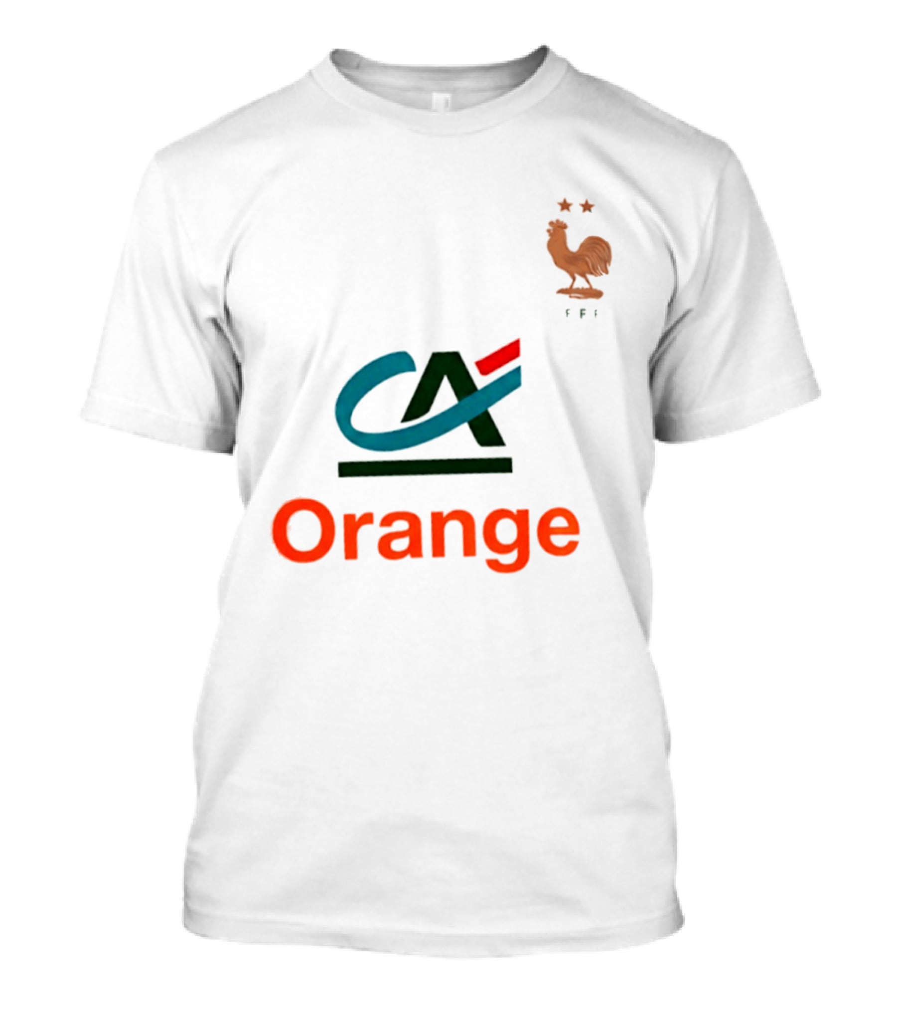 Crédit Agricole Orange Rooster Emblem With Stars And FF T-Shirt