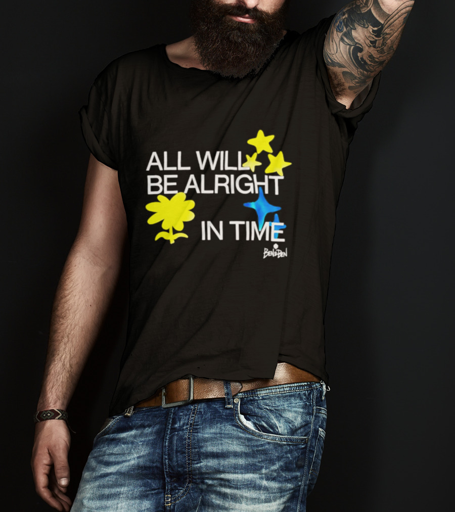 All Will Be Alright In Time OPM Star Text With Yellow Flowers And Stars T-Shirt