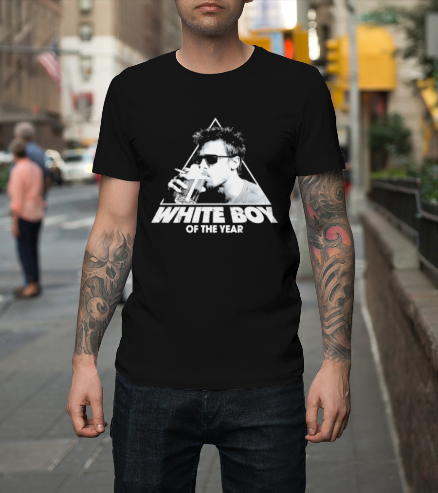 White Boy Of The Year Brad Pitt Fight Club Smoking And Beer T-Shirt