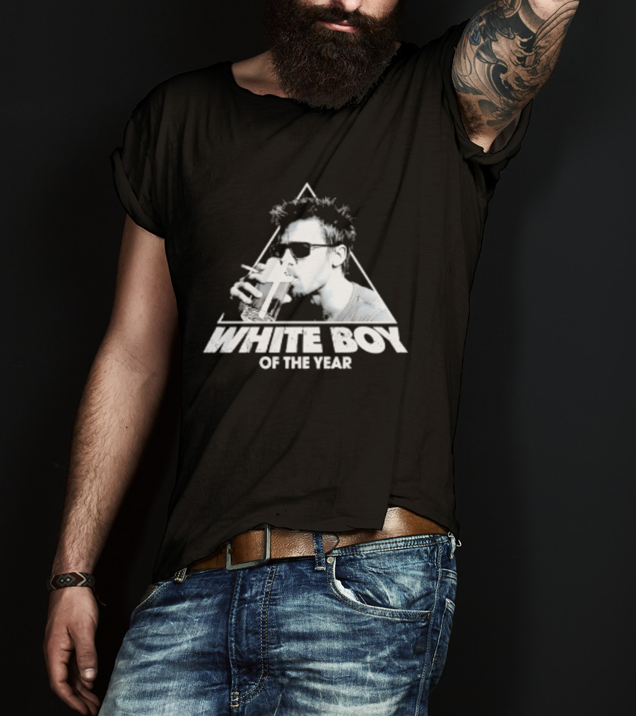 White Boy Of The Year Brad Pitt Fight Club Smoking And Beer T-Shirt