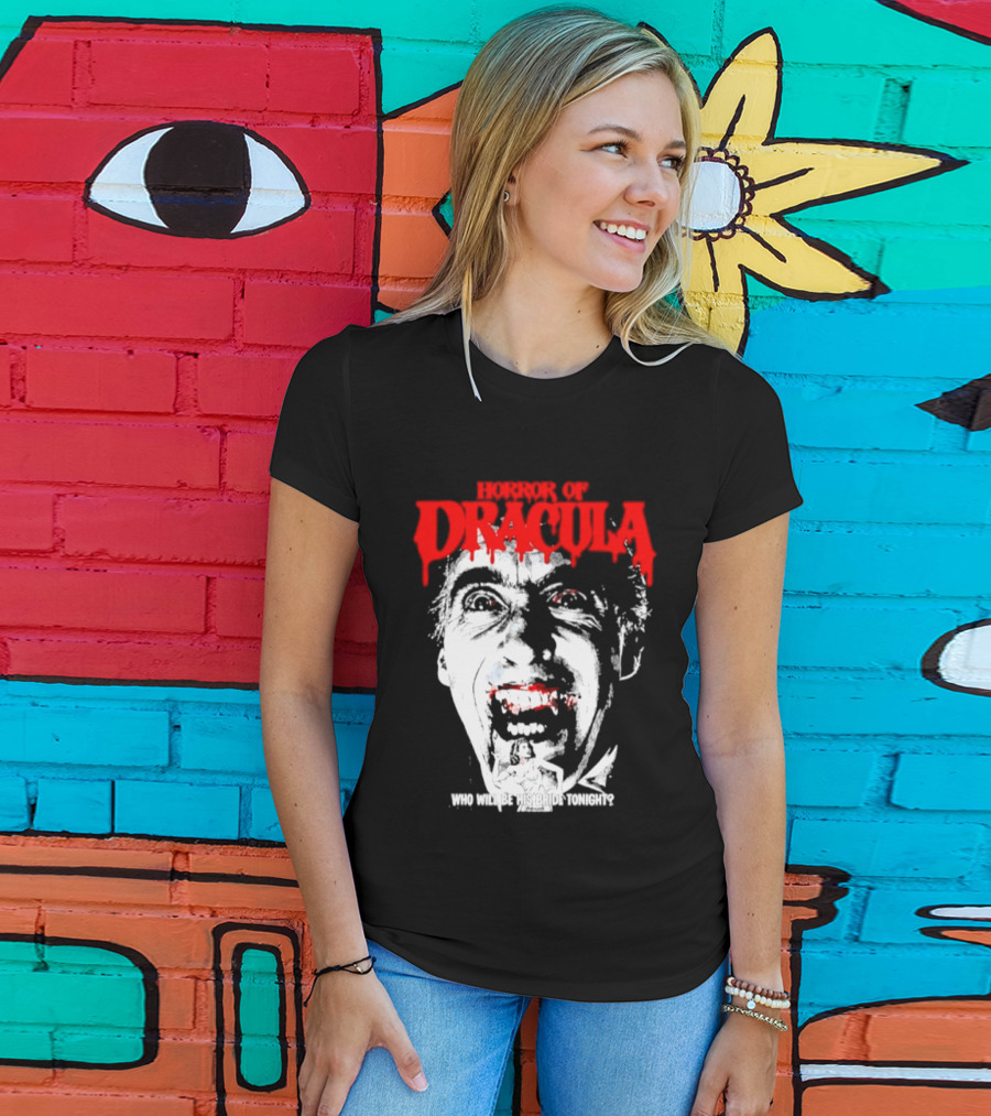 Horror Of Dracula Who Will Be His Bride Tonight Vintage Vampire Movie T-Shirt
