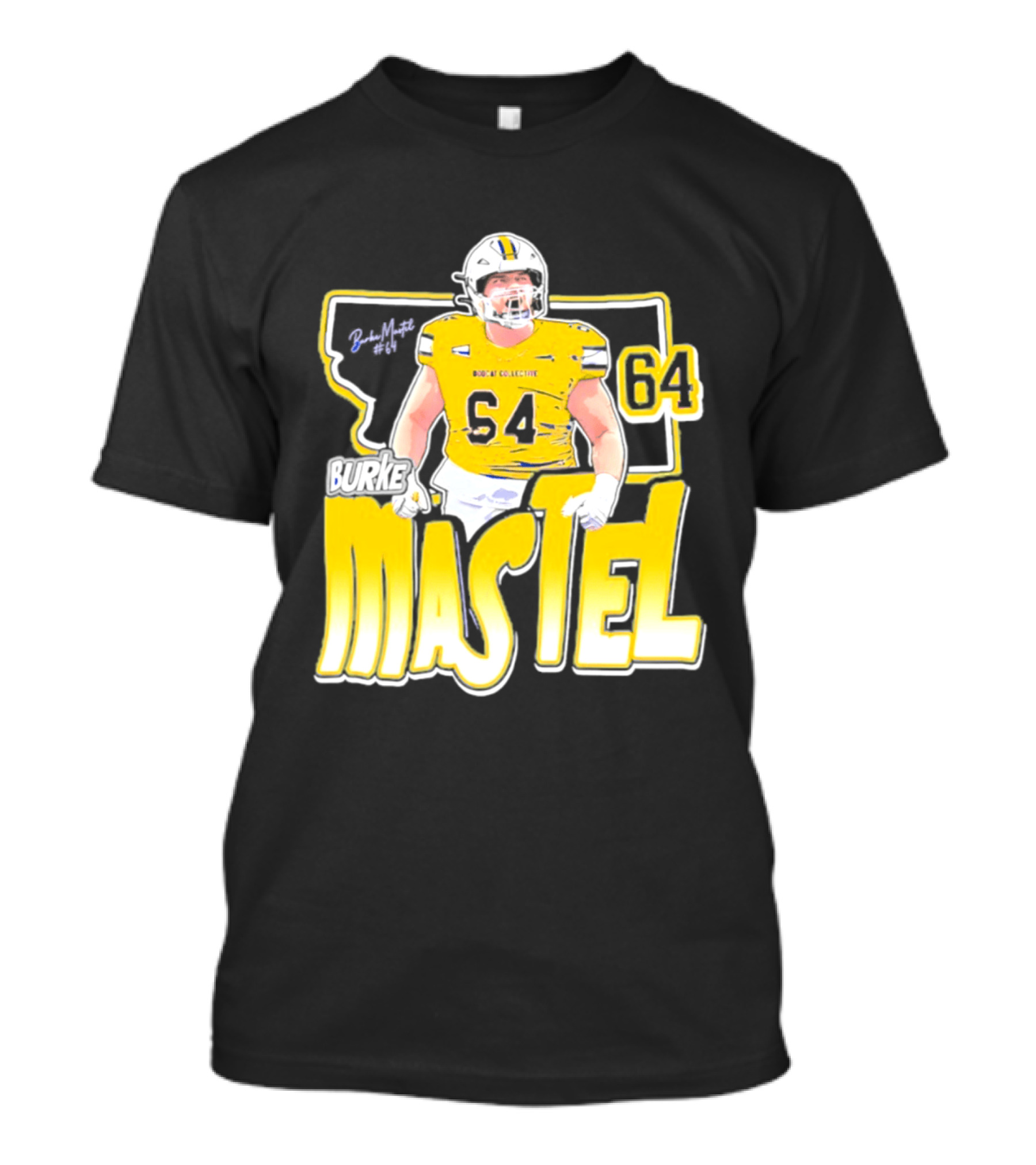 Burke Mastel 2026 Montana State Bobcats Player 64 Caricature T-Shirt
