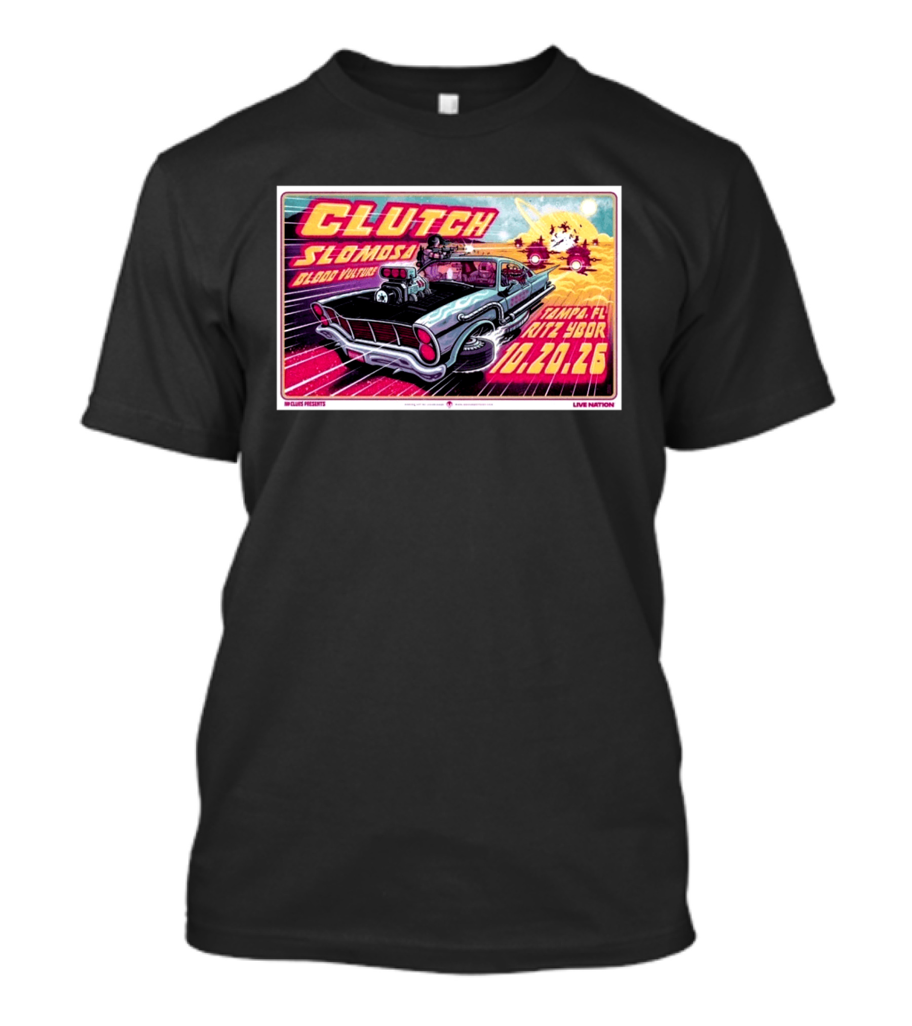 Clutch Slomosa Blood Vulture Tampa FL Ritz Ybor 10 20 26 Live Nation Promo Car T-Shirt