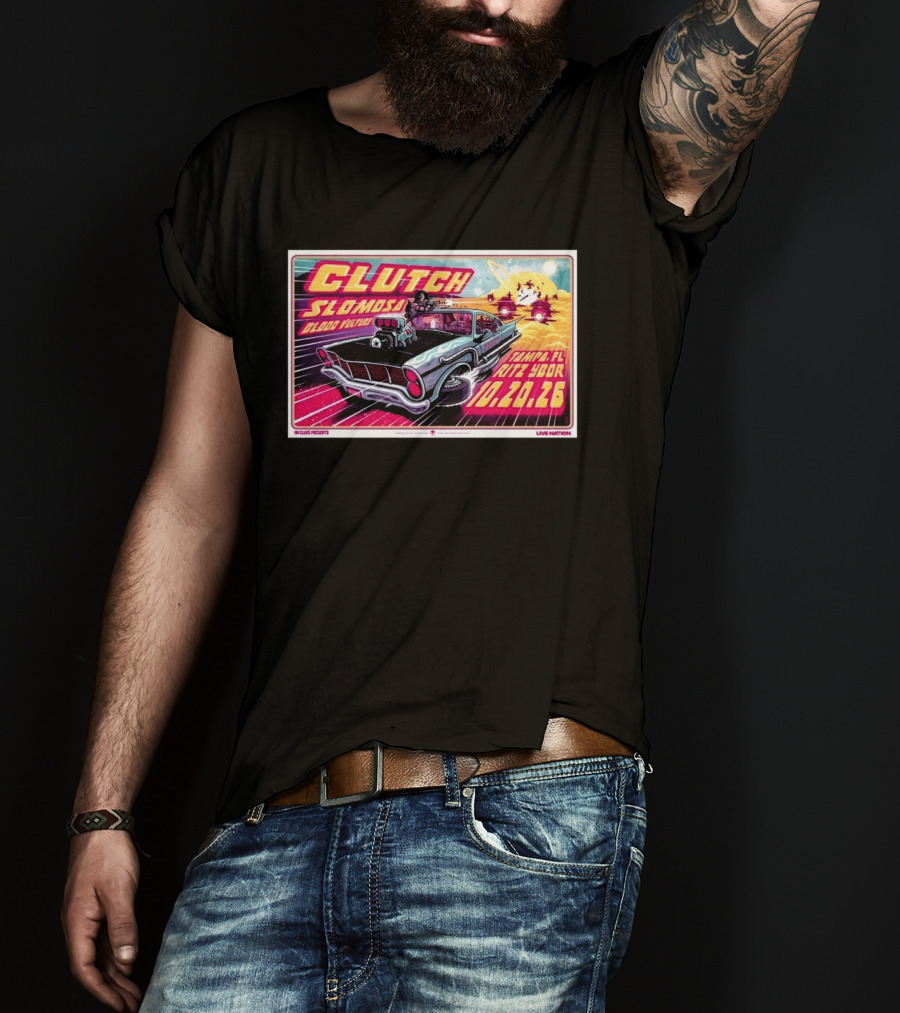 Clutch Slomosa Blood Vulture Tampa FL Ritz Ybor 10 20 26 Live Nation Promo Car T-Shirt