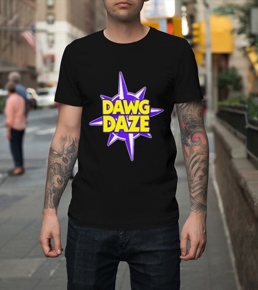 Dawg Daze University Campus Orientation Purple And Yellow Starburst T-Shirt