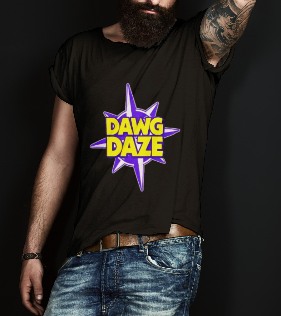 Dawg Daze University Campus Orientation Purple And Yellow Starburst T-Shirt