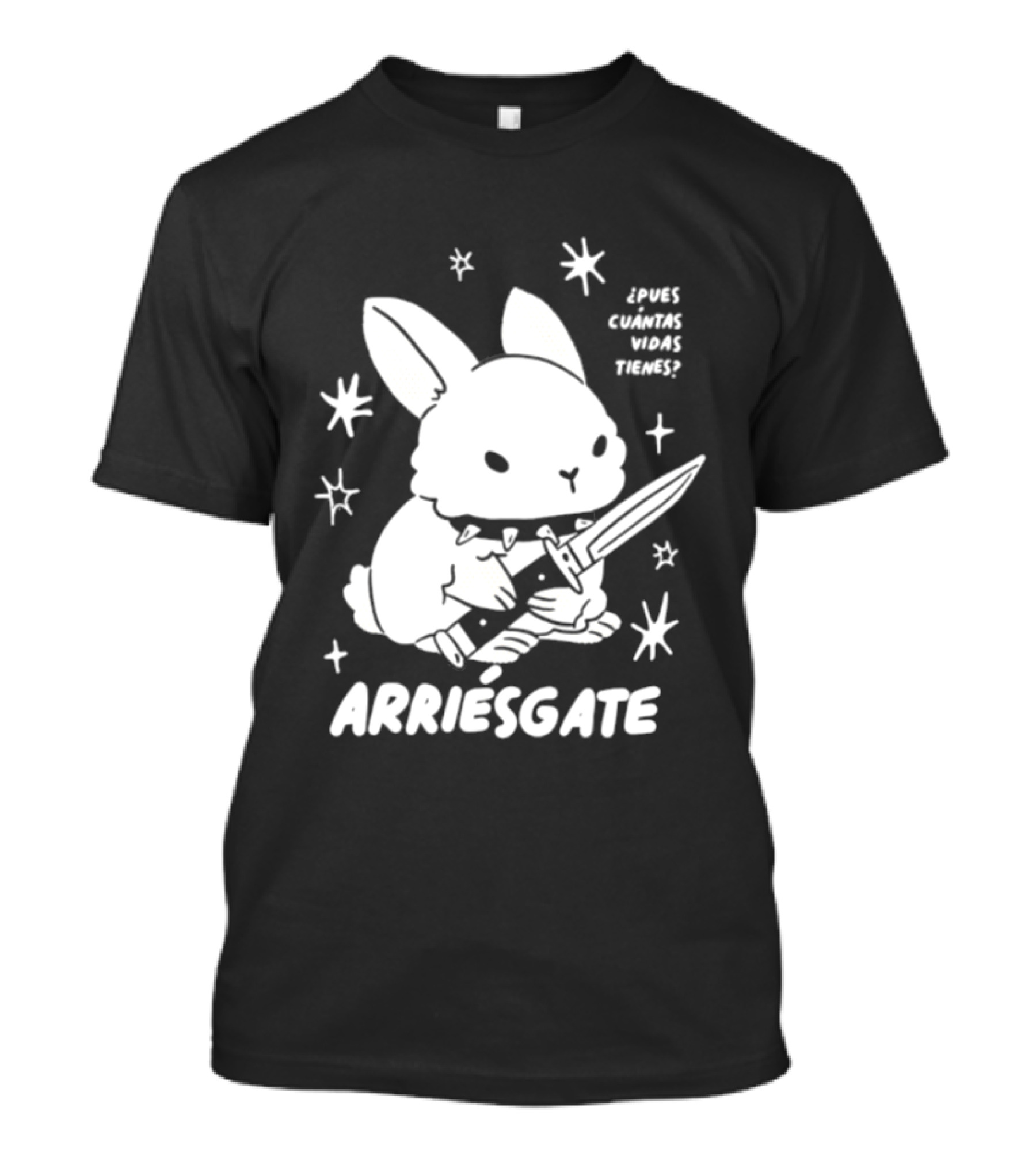 Dulce Nopronto ¿Pues Cuántas Vidas Tienes Arriésgate Conejo Cuchillo Kawaii Estrellas T-Shirt