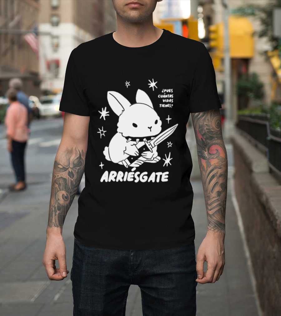 Dulce Nopronto ¿Pues Cuántas Vidas Tienes Arriésgate Conejo Cuchillo Kawaii Estrellas T-Shirt