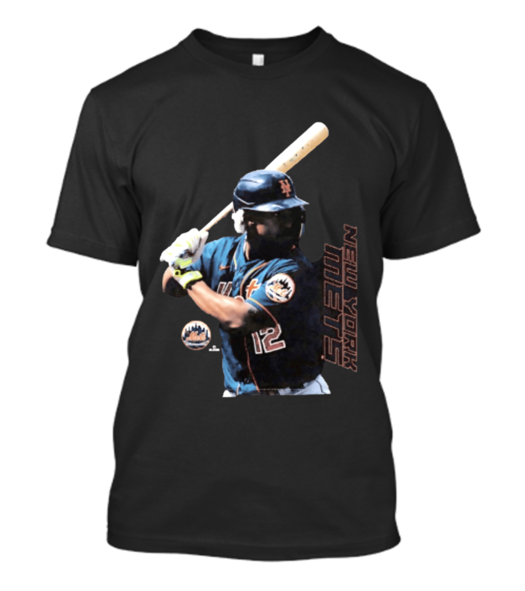 Francisco Lindor New York Mets MLB Number 12 Baseball Batting Action T-Shirt