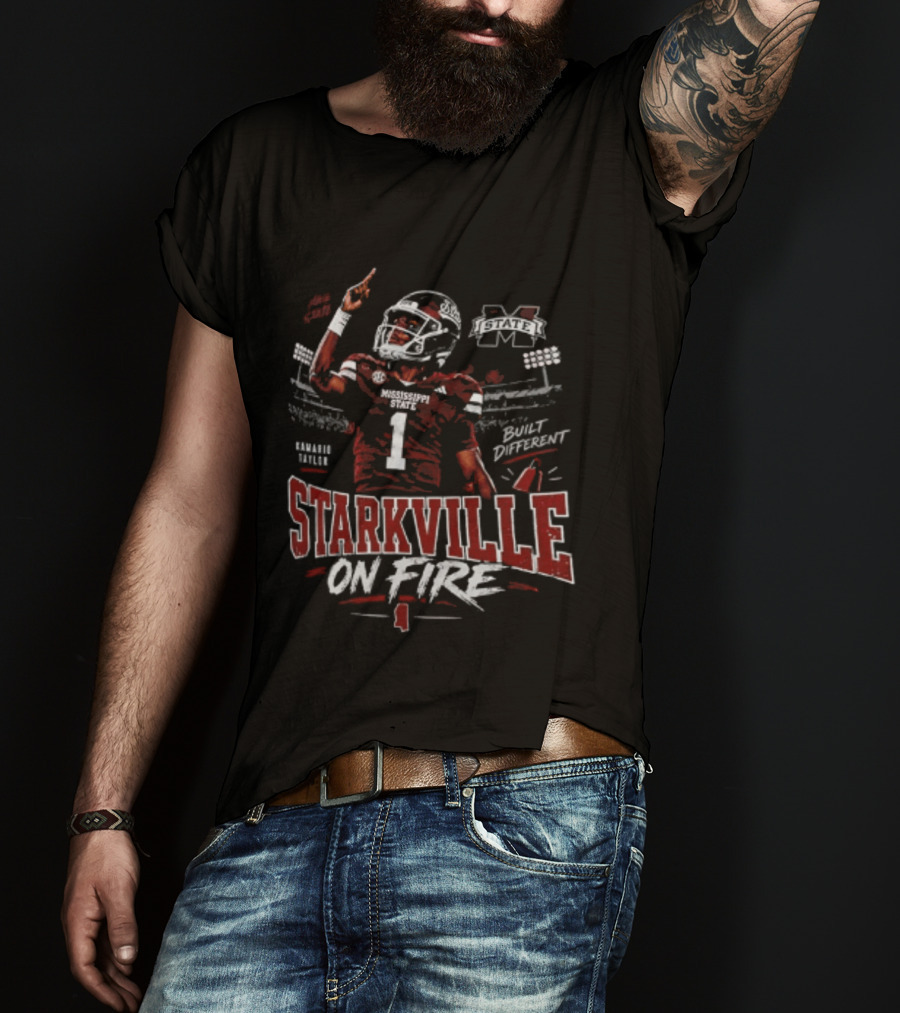 Mississippi State Bulldogs Kamario Taylor Starkville On Fire Hail State T-Shirt