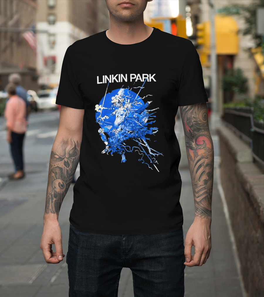 Linkin Park Katsuya Terada Blue Abstract Art Collaboration T-Shirt