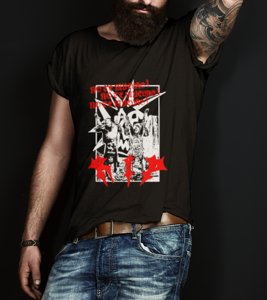 No Te Muevas Rip Punk Rock Hardcore Band White And Red Distorted T-Shirt
