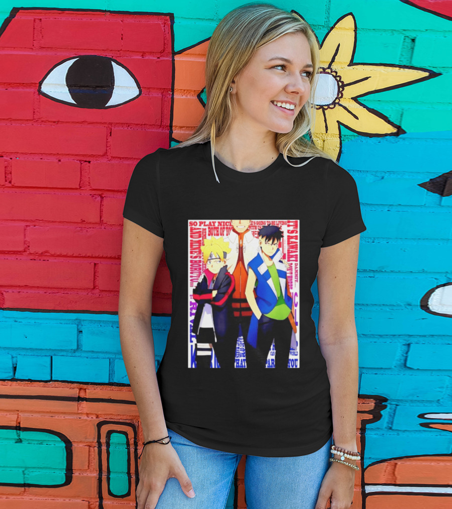 Uzumaki Boruto Naruto Kawaki Rivals Bright Style Manga Characters T-Shirt