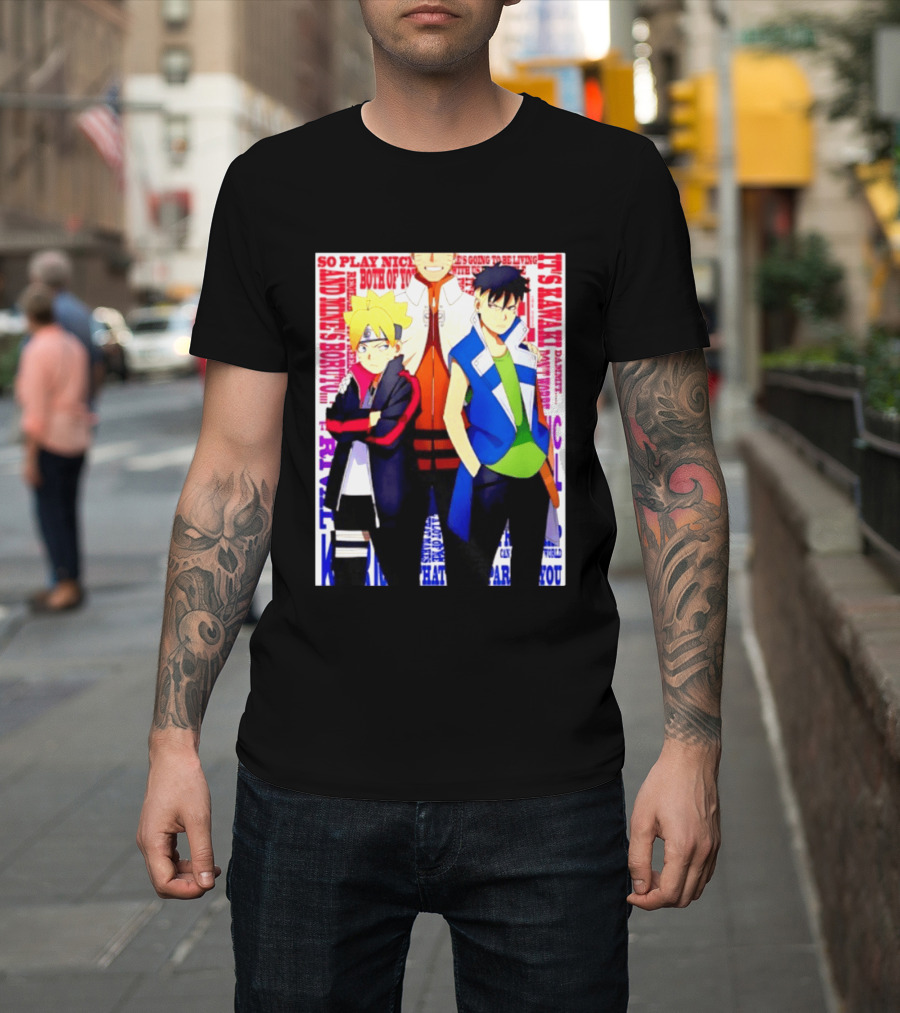 Uzumaki Boruto Naruto Kawaki Rivals Bright Style Manga Characters T-Shirt