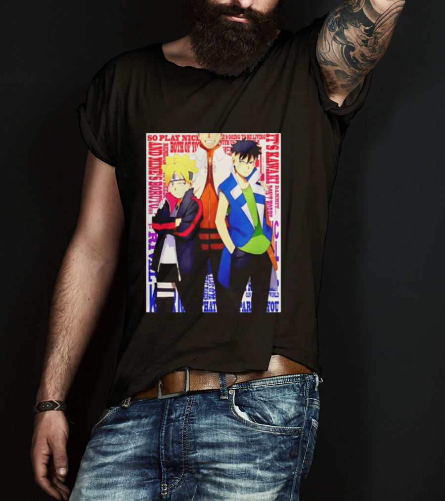 Uzumaki Boruto Naruto Kawaki Rivals Bright Style Manga Characters T-Shirt