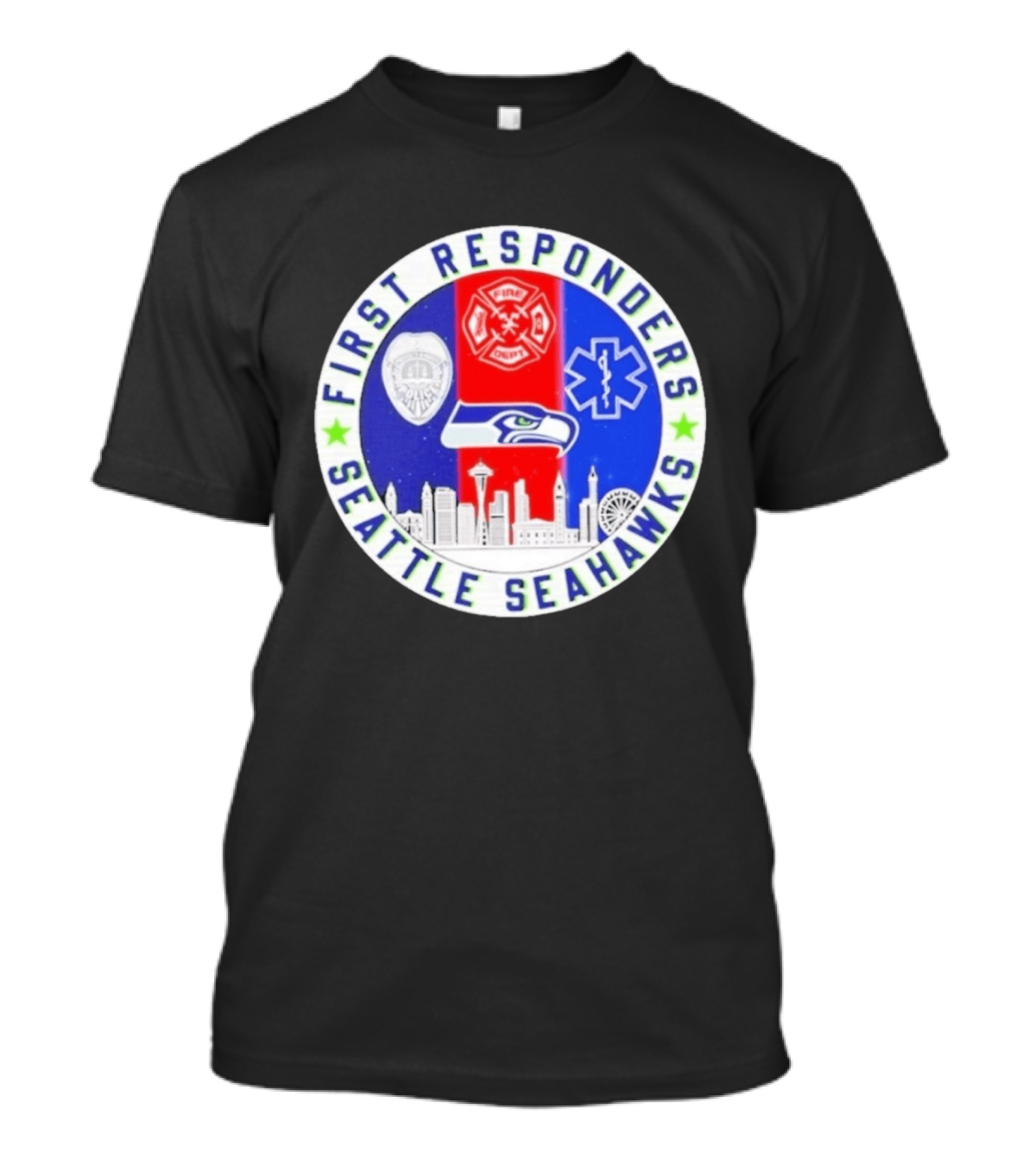 Seattle Seahawks First Responders Never Forget 9 11 Skyline T-Shirt
