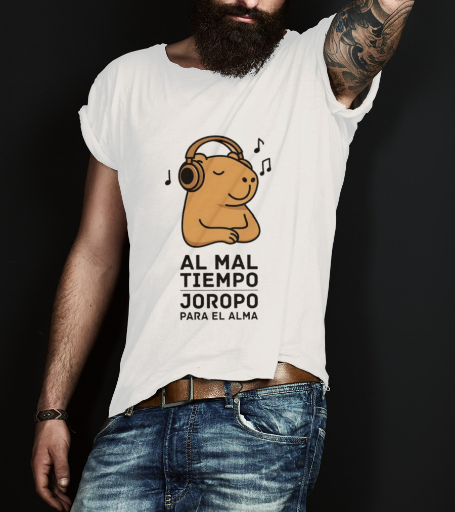 Al Mal Tiempo Joropo Para El Alma Capybara Headphones Music Notes T-Shirt