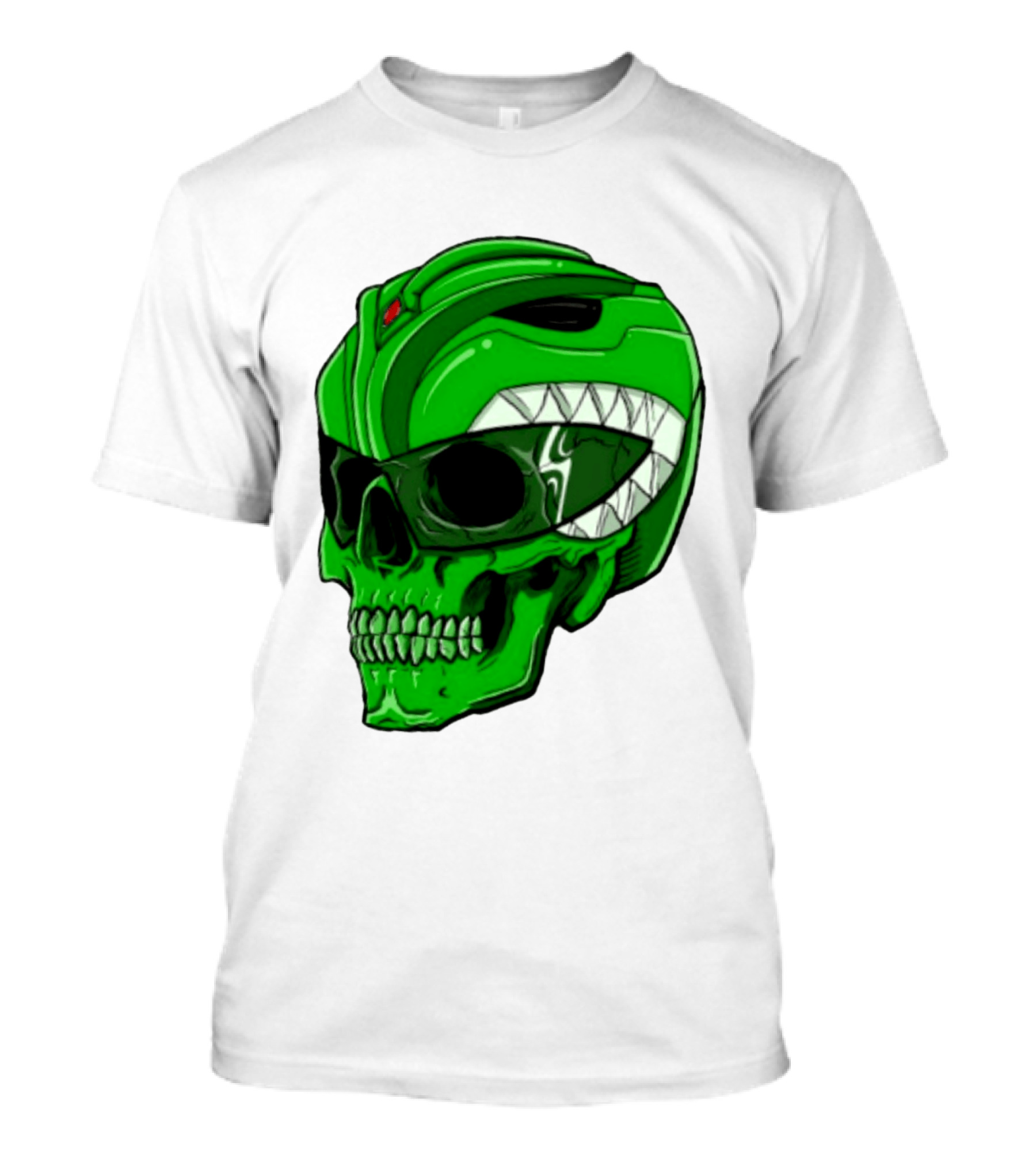 Mighty Morphin Power Rangers Green Ranger Zombie Skull Helmet Mashup T-Shirt