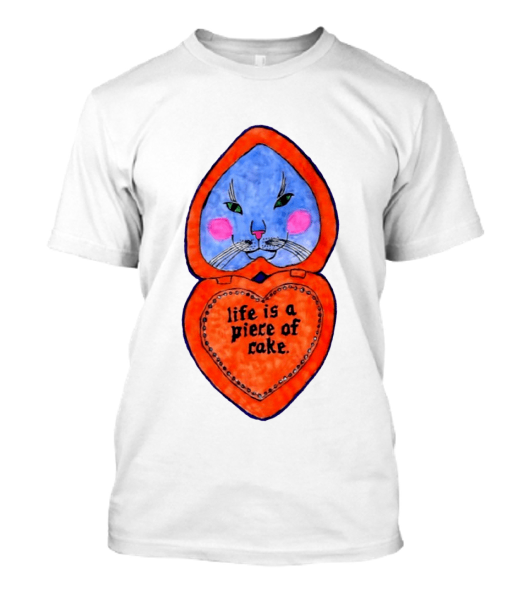 Life Is A Piece Of Cake Cat Heart Mirror T-Shirt