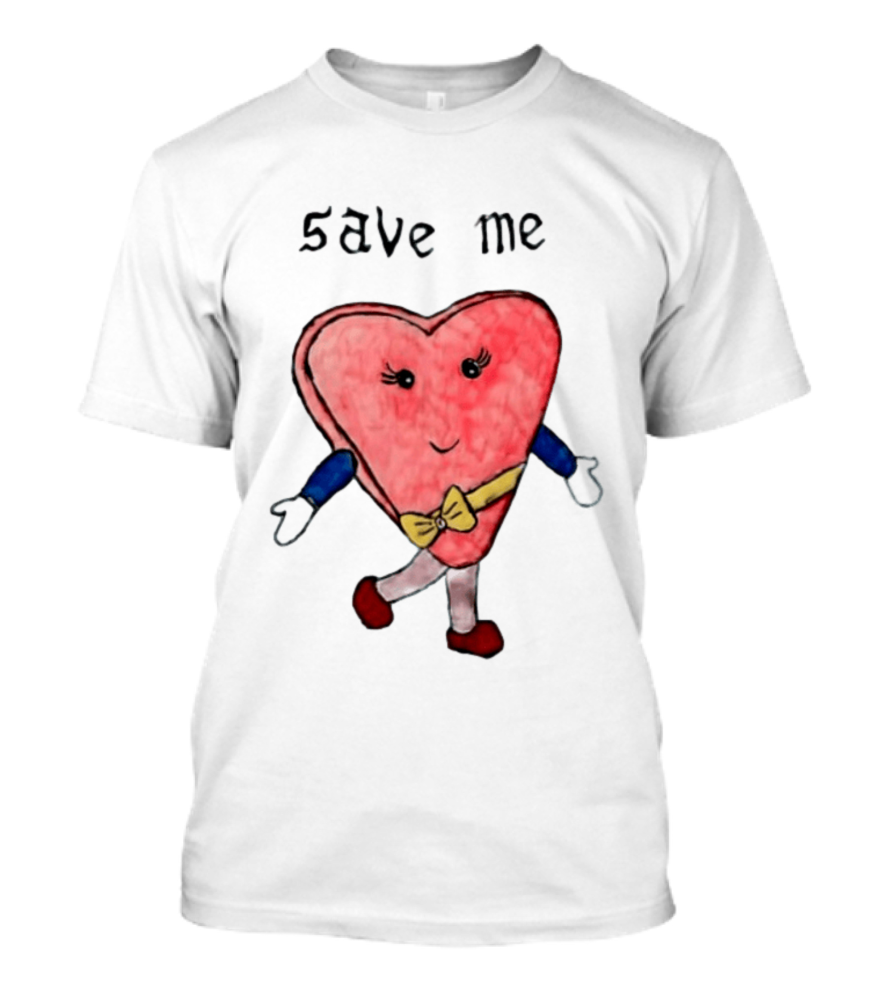 Save Me Heart Cartoon With Bowtie And Arms T-Shirt