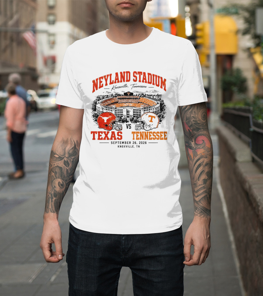 Neyland Stadium Knoxville Texas Vs Tennessee September 26 2026 Matchup T-Shirt