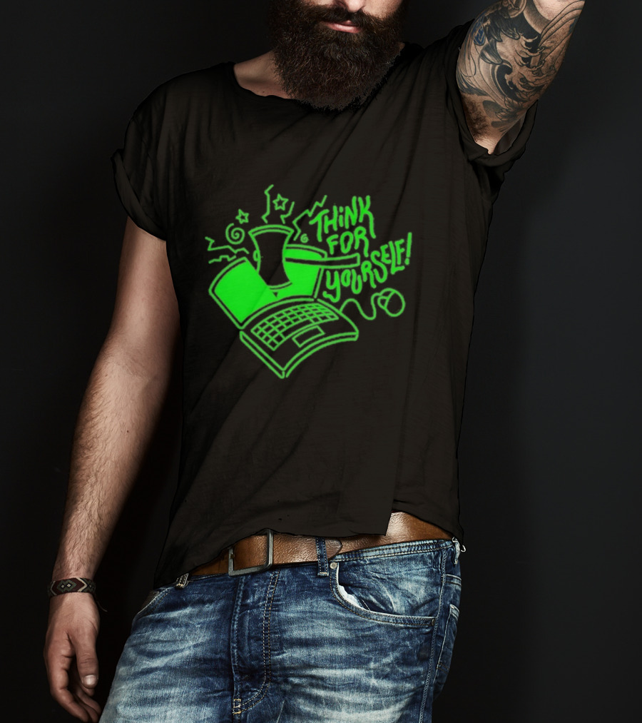 Avi Matzo X RAYGUN Think For Yourself Computer Stars Green T-Shirt