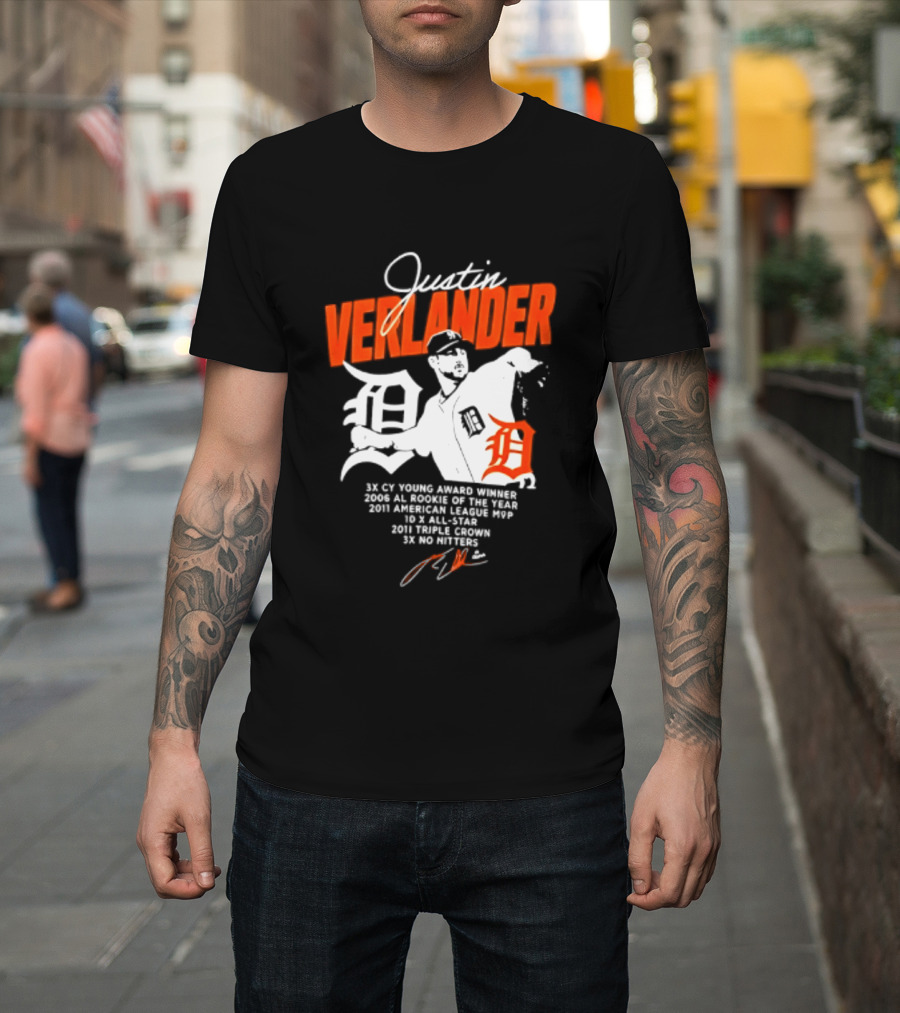 Justin Verlander 35 Detroit Tigers MLB MVP 2006 AL Rookie Cy Young T-Shirt