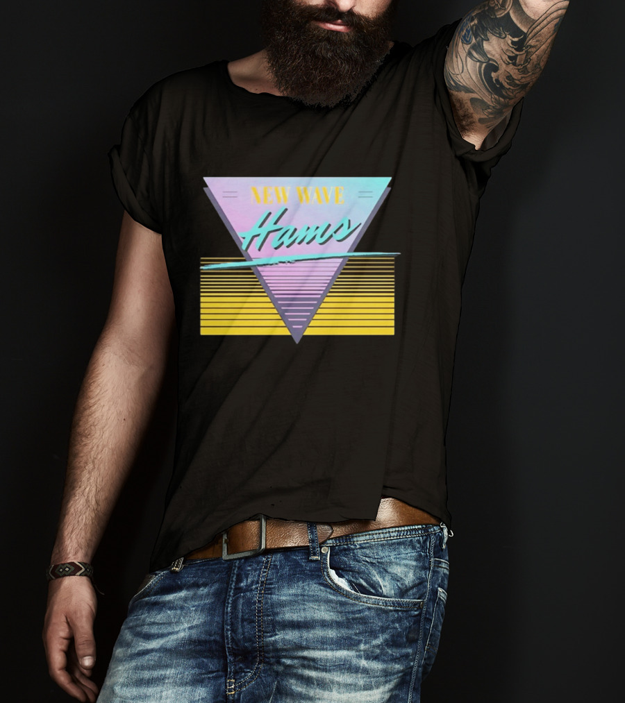 New Wave Hams Retro 80s Aesthetic Triangle Stripes T-Shirt