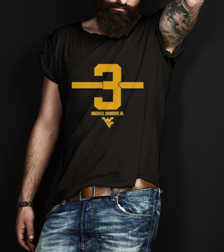 West Virginia 3 Michael Hawkins Jr. WVU Football Number T-Shirt