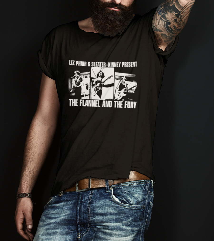Liz Phair & Sleater Kinney Present The Flannel And The Fury Two Sided Music Collaboration T-Shirt