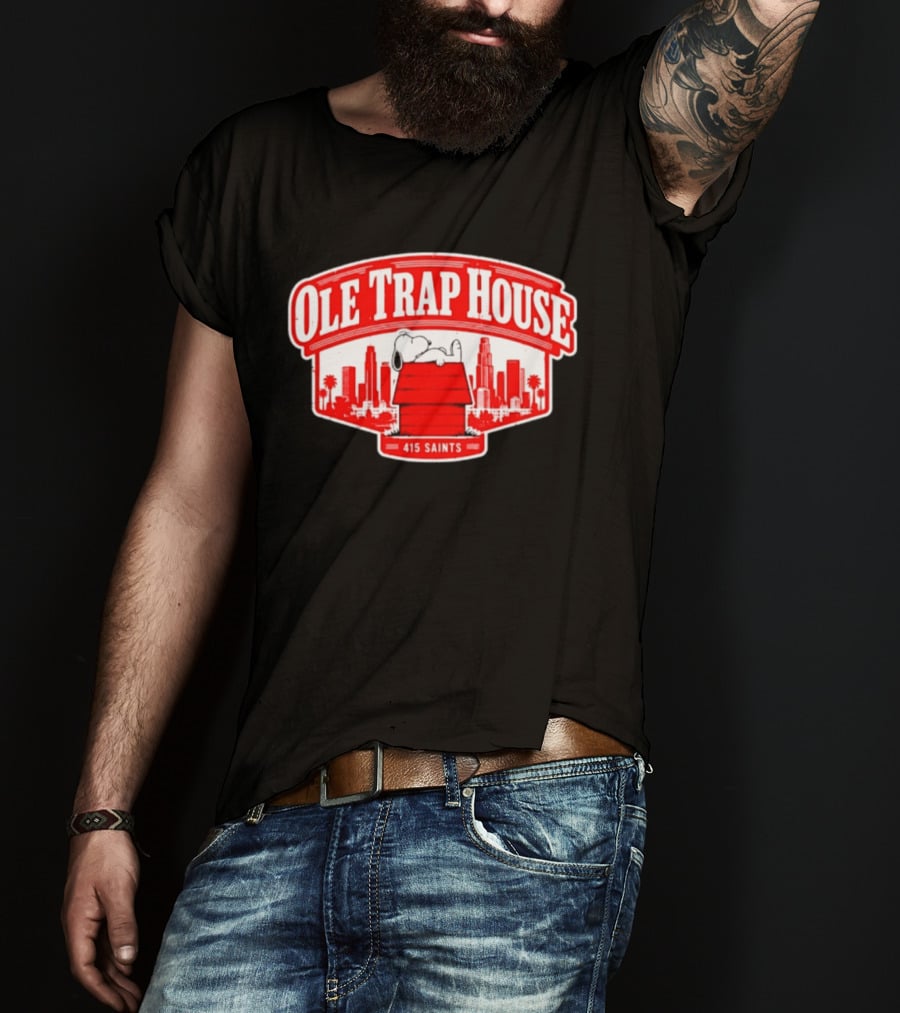 Ole Trap House Snoopy 415 Saints Skyline T-Shirt