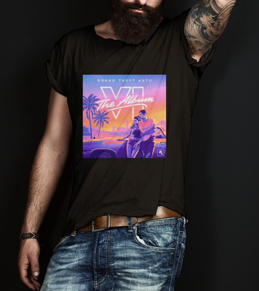 Grand Theft Auto VI The Album 2026 Retro Sunset Vibes T-Shirt