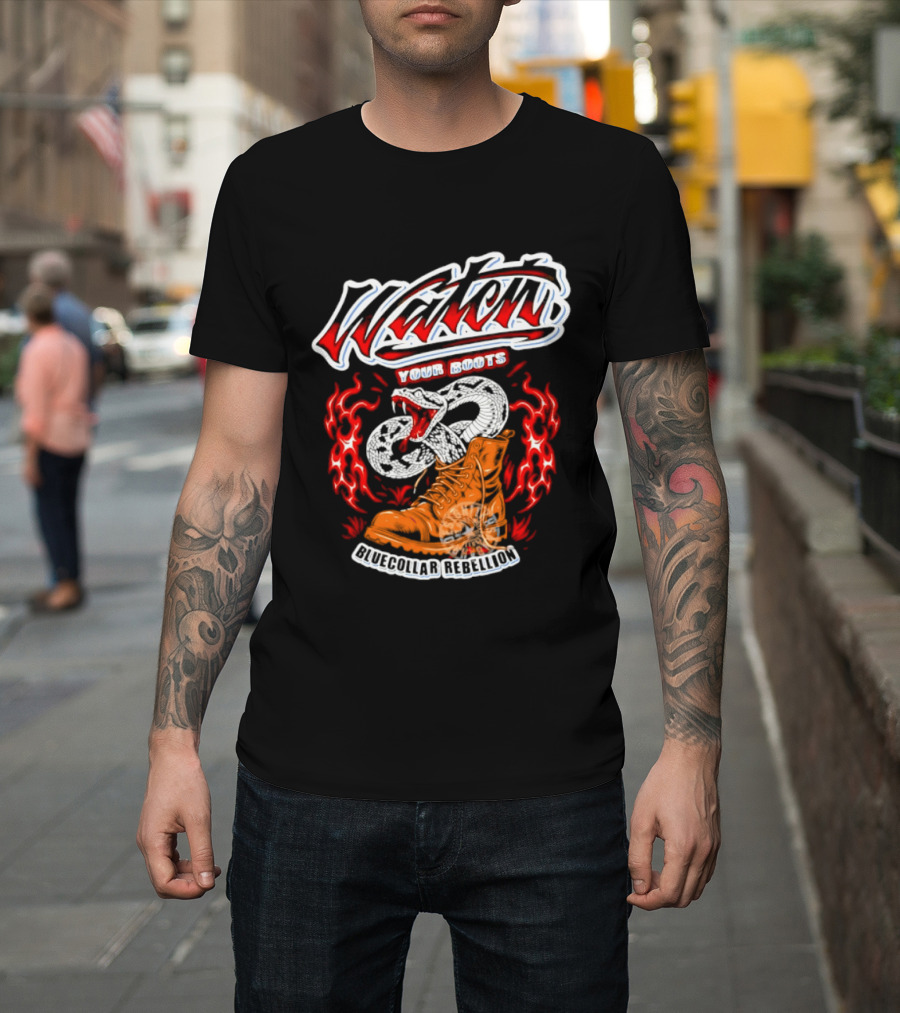 Your Boots Snake Fire Blue Collar Rebellion T-Shirt