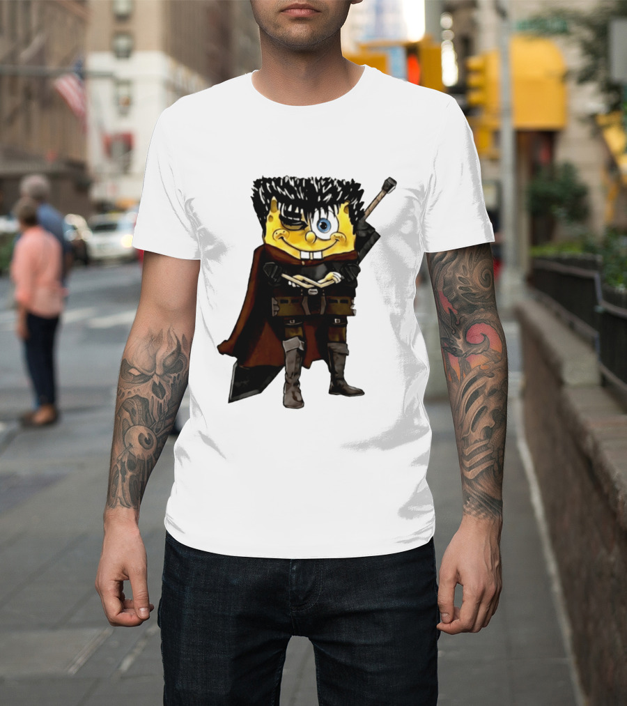 SpongeBob X Berserk Guts Crossover SpongeGuts SquarePants Character Mashup T-Shirt
