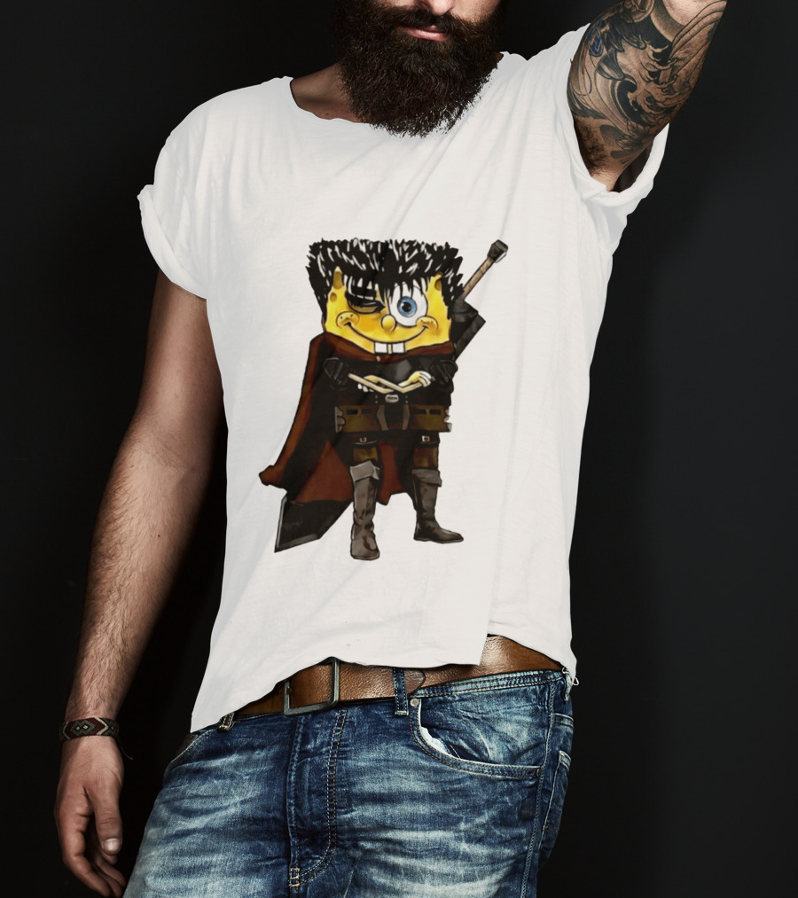 SpongeBob X Berserk Guts Crossover SpongeGuts SquarePants Character Mashup T-Shirt