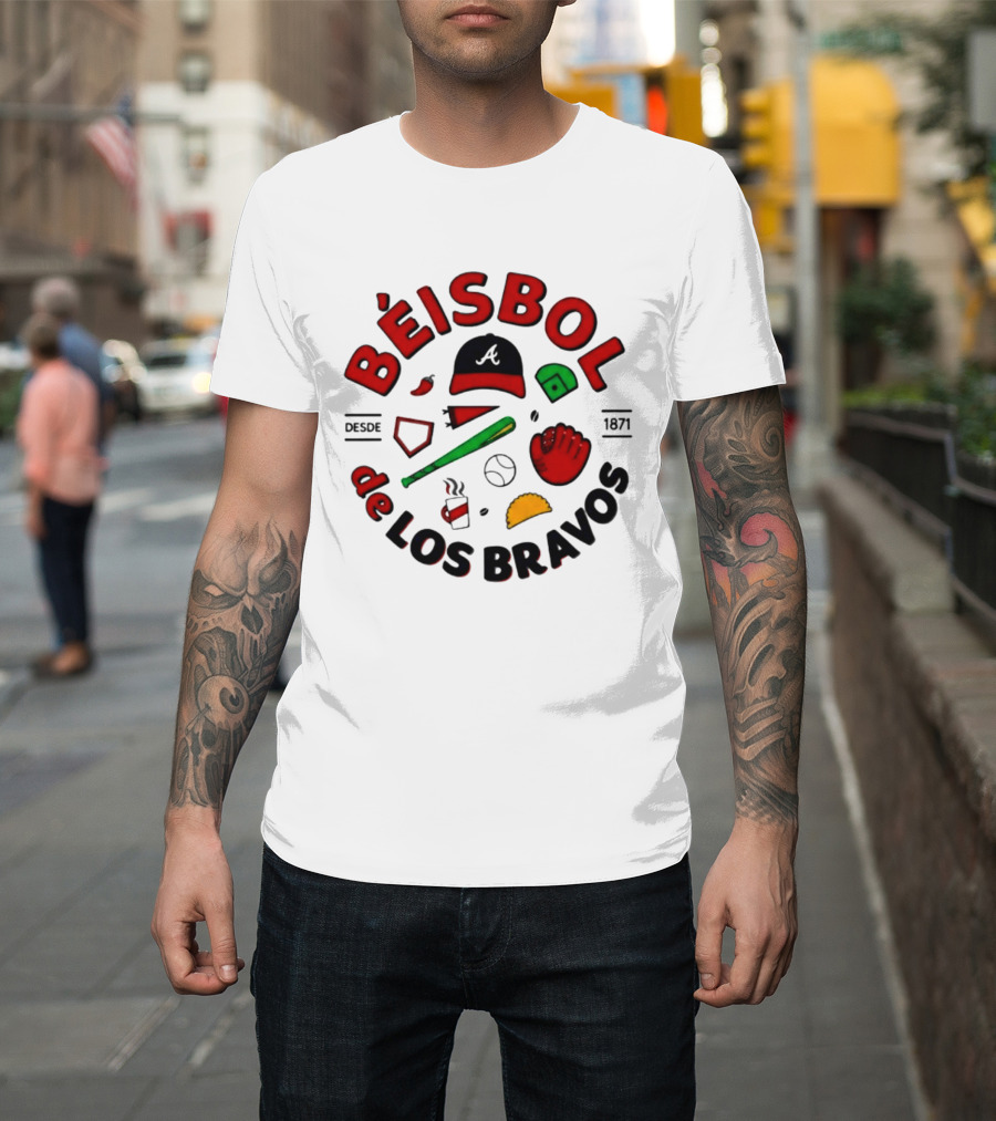 Béisbol De Los Bravos Desde 1871 Hat Bat Glove Baseball Taco Pepper Coffee T-Shirt
