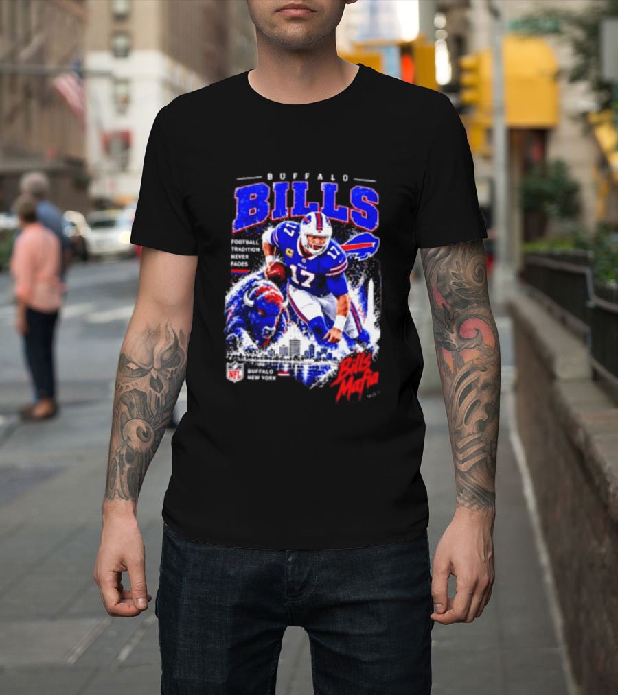 Buffalo Bills Football Tradition Never Fades Bills Mafia NFL Buffalo New York Team Skyline T-Shirt