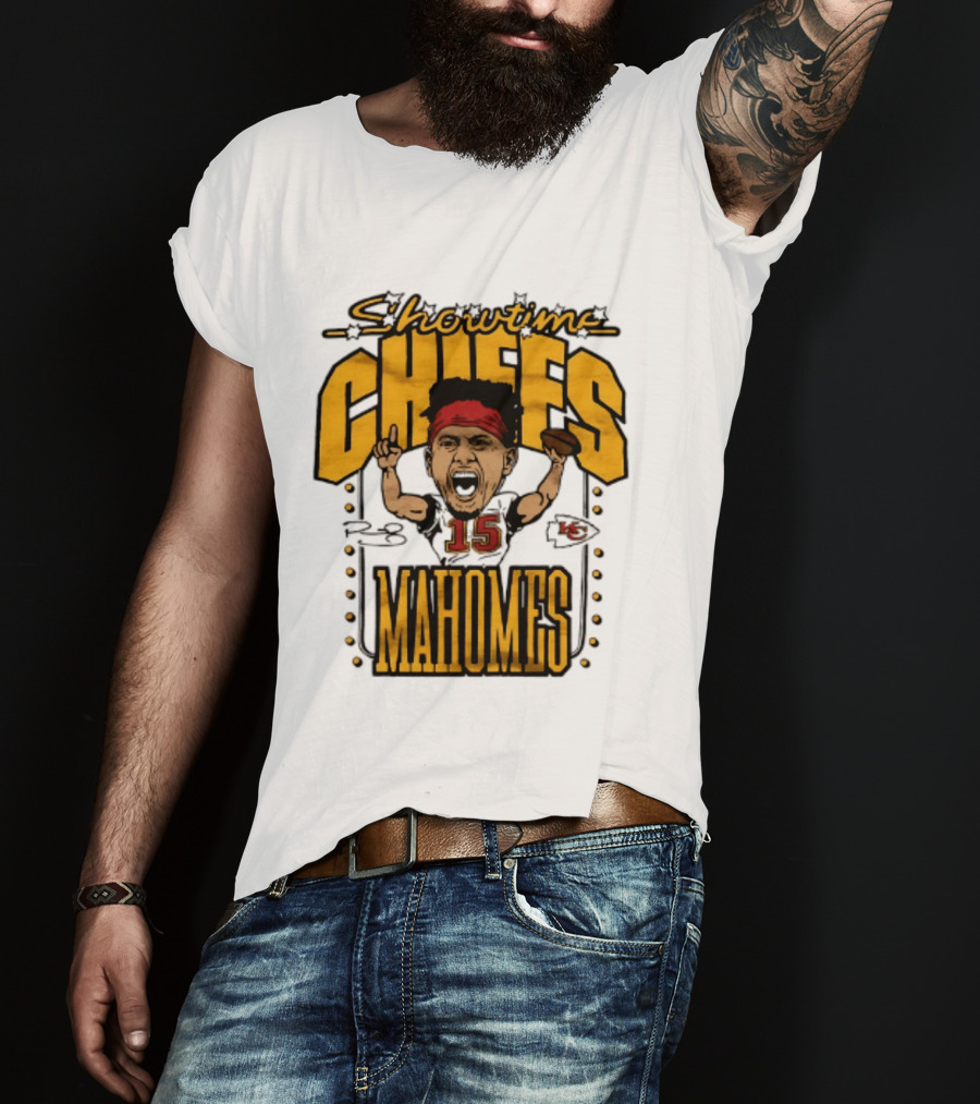 Showtime Chiefs Patrick Mahomes 15 Caricature T-Shirt