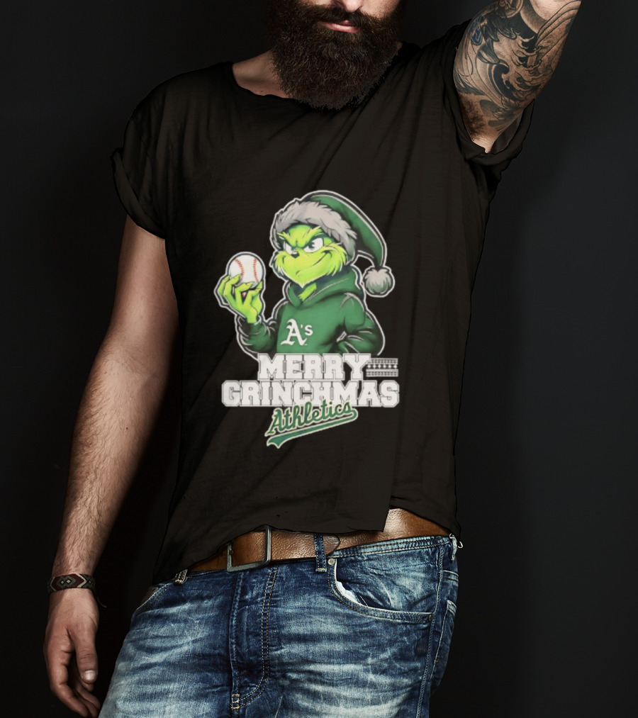 Merry Grinchmas Athletics Baseball Christmas 2026 T-Shirt