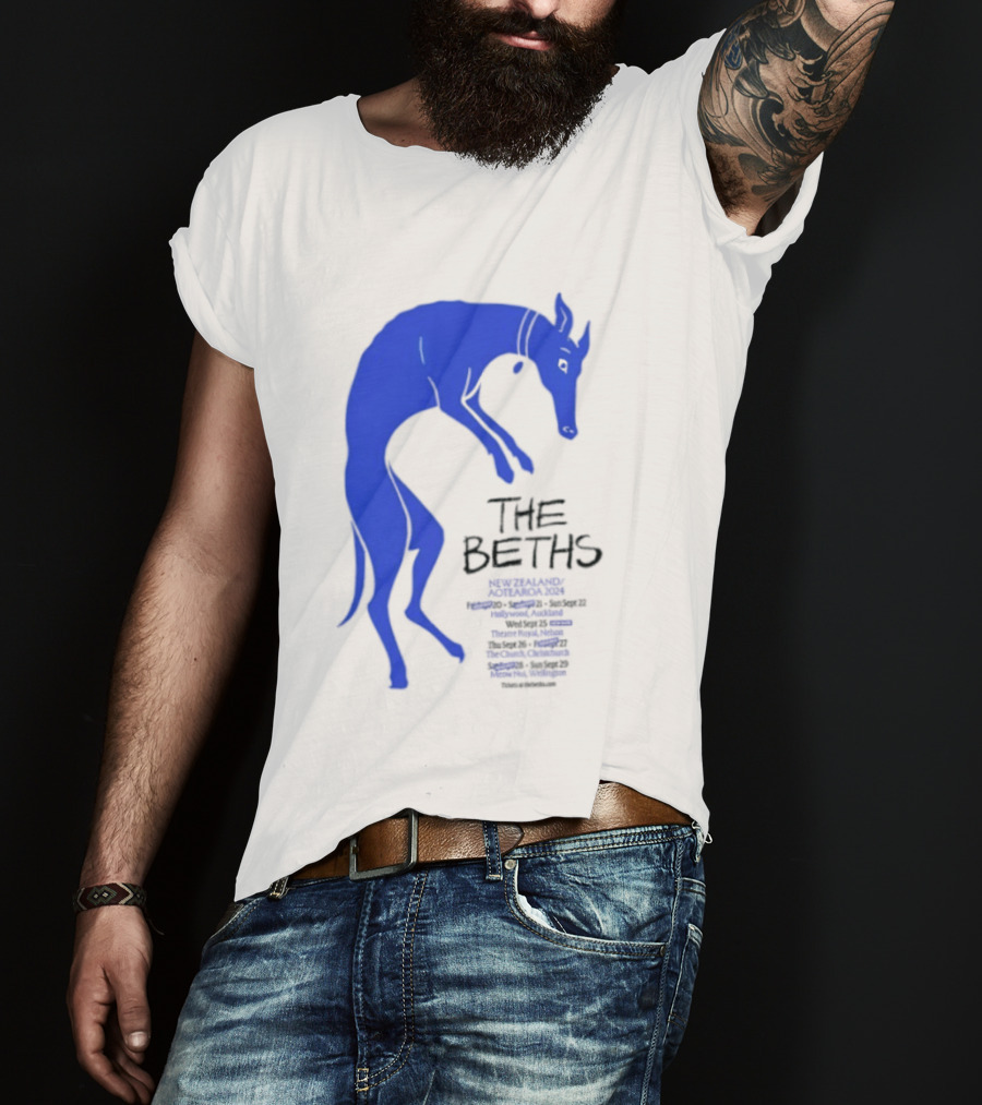 The Beths New Zealand Aotearoa 2024 Tour Blue Jumping Dog T-Shirt