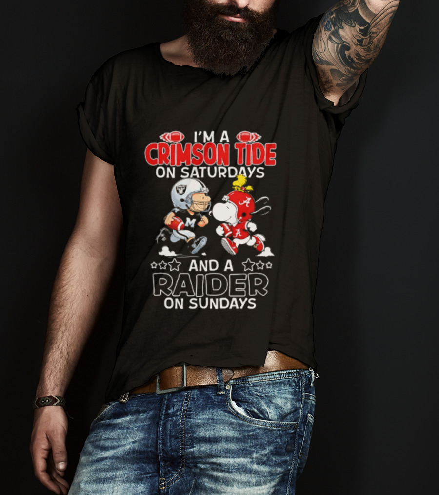Peanuts I'm A Crimson Tide On Saturdays And A Raider On Sundays T-Shirt