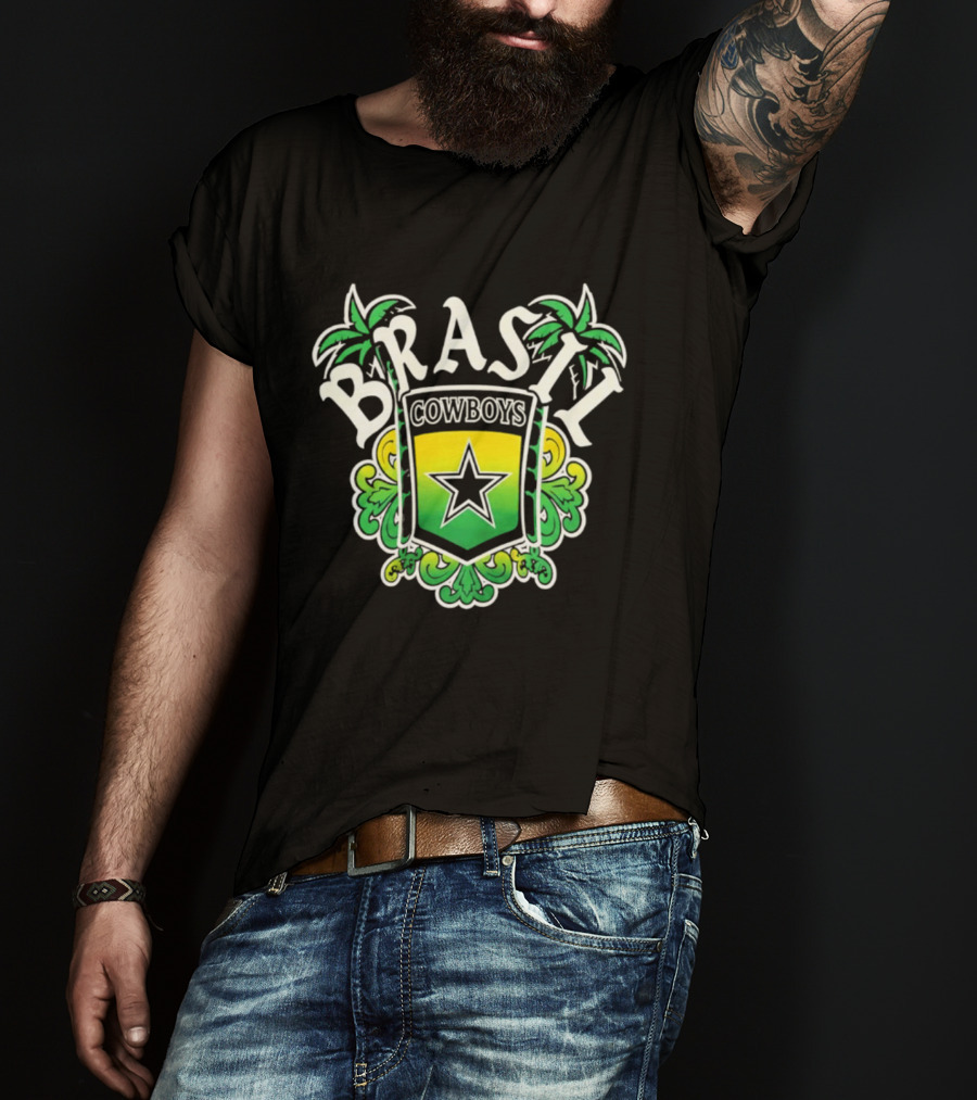 Brasil Cowboys Star Shield Palms Green Yellow T-Shirt